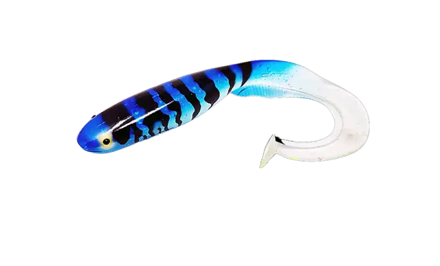 Gator Catfish 25cm BlueSilverGlitter UVCurlytail Med Stor Profil For Stor Fisk 3 Gator Catfish 25cm BlueSilverGlitter UVCurlytail Med Stor Profil For Stor Fisk