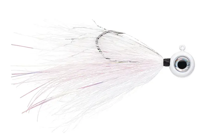 VMC Moontail Jigs White 10,5gJigghoder Utstyrt Med Bucktail Og Flash 3 VMC Moontail Jigs White 10,5gJigghoder Utstyrt Med Bucktail Og Flash